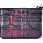 Coach Signature Purple Plaid Tartan Coin Wallet Photo 0