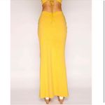 Tiger Mist Yellow Ruched Skirt With Side Slit Photo 13