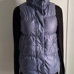 Gap Women’s Tunnel Neck Snap Zip Up Slate Blue Gray Tone Down Puffer Vest Photo 2