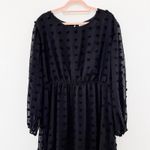 Womens Dress Size 20W Black Swiss Dot Long Sleeve Midi Romantic Dark Feminine Photo 1
