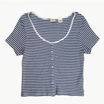 Levi's Women's Short Sleeve Britt Snap Front Ribbed Top Sz Medium, Green Photo 0