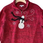 VINTAGE PBJ SPORT Embroidered Snowman Sweater Red Size M Photo 3