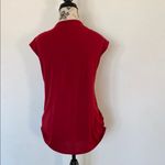 Red Ruched Cap Sleeve Blouse with Zipper Size M Photo 1