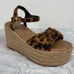 Beast Fashion  Suede Leopard Bow Open Toe Espadrille Platform Wedge Sandal Size 7 Photo 0