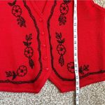 Alfred Dunner 🦋  Red Black Beaded Vest Large Holiday Formal Wool Blend Winter Photo 4