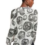 Anthropologie 27 of 52 Conversations Bohemian Clock Print Top Blouse W-276 Sz 0 Photo 1