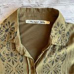 Michael Stars  Blouse Button Down Shirt Womens Long Sleeve Sz 2 Boho Light Batik Photo 4