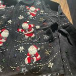 Vtg. Designer Studio Originals Black Zip Sweater Christmas Santas Women P/M Size undefined Photo 1