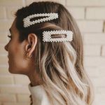 Womens Pearl Barettes Hair Clip Hair Gold Pin Photo 0