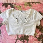 Adika cream white ribbed scoop neck short sleeve crop top Photo 5