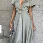 Billy J Sunny Daze Olive Green Tie Front Cutout Dress Size 14 Photo 0