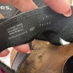 Candie's Vtg 1980's  Size 7 Platforms Sandals Black Leather Wood Chunky Heels Stud Photo 3