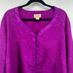 Victoria's Secret Vtg 90's Victoria's‎ Secret Gold Label Purple Satin Print Night Pajama Shirt EUC Photo 1