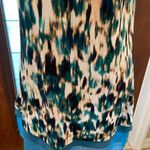 Vera Wang Simple lightweight scoop neck aqua,tan,blue & black color dress size M Photo 3