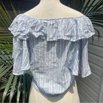 Free People Off-the-Shoulder Striped Ruffle Tie-Front Top | Size M | NWT $88 Photo 5