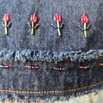 Vintage Telluride Blue Denim Beaded Skirt 12 Red Photo 6