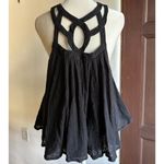 Free People | FP One Black Gauze Lattice Neck Swing Tank Geo blouson Boho Small Photo 3