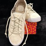 Tory Burch Cream Canvas Lace-Up Shoes Photo 0