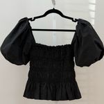 ASTR THE LABEL Tops Savina Square Neck Bubble Sleeve Smocked Top Size S Black Photo 5