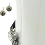 SILVER TONE CLEAR RHINESTONE CHOKER & EARRINGS Photo 1