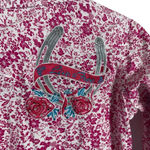 Cowgirl Hardware Floral Rhinestone Button Down Shirt in Pink/White Size S Pink Photo 1
