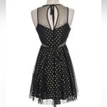 EXPRESS  Black & Gold Polka Dot Cut-Out Party Dress Mesh Chiffon Size XXS Photo 5