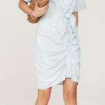 Veronica Beard  Hensley Ruched Chambray Mini in Glacier Ice Photo 0