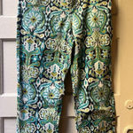 Jones New York 8 paisley Groovy Funky Cuffed Capris Bohemian 70s swirly stretch Photo 0