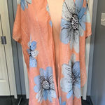 Peach & Blue Floral Kimono Lightweight Cardigan Swim Coverup‎ Orange Size undefined Photo 0