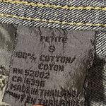 Liz Wear Vintage Claiborne Women’s Denim Blue Jacket Sz 9 Petite Wood Button Photo 12