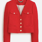 J.Crew  V-neck Lady Jacket in Maritime Tweed red festive size 16 gold button Photo 0