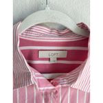 Loft Women's Poplin Shirt Long Sleeve Pink Blouse Striped Button Up Size Large Photo 6