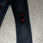 Judy Blue  Plaid Patch Distressed Skinny Jeans Black Wash 7 28 Photo 3