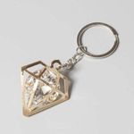 Gold Geometric Keychain with Caged “Diamond” Photo 0