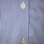 Anne Klein Women’s Blue White Striped V-Neck Button-Up Long Sleeve Shirt Photo 1