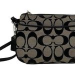 Coach  Black and Gray Signature Canvas Wristlet Photo 0