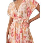 Free People  | Freddy Tie Floral Mini Dress in Fruit Punch V Neck Size Medium NWT Photo 3