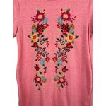 Umgee Heathered Orange Short Sleeve Floral Embroidered T-shirt Dress L Pockets Photo 1