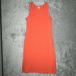 Chico's  Dress Women 4/6 Coral Orange Tank Dress Midi Preppy Basic Casual Everyday Photo 2