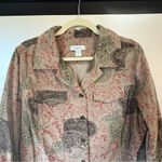 Christopher & Banks Christopher Banks Gray  Tan and Red Floral button Jacket Photo 4