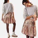 Anthropologie Bea Rose Gold Sequined Party Mini Skirt Pleated Barbiecore Size 2 Photo 13