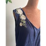Johnny Was LA Navy Blue Floral Embroidered Sleeveless Maxi Tshirt Dress Size S Photo 2