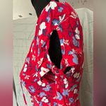 EXPRESS Red Floral Dress with Blue Accents Photo 4