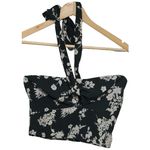 Abercrombie & Fitch Womens Green Floral Halterneck Tie-Back Crop Top Size Medium Photo 0