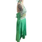 Mexican Bright Green Summer Hankerchief Crochet Halter Women’s Dress size large Green Photo 3