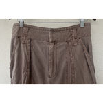 Free People Brown Utility Cargo Midi Skirt Linen Blend Slit Womens 8 Earthy Boho Photo 3