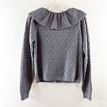 Maeve  Anthropologie Wool Blend Pointelle Cardigan Sweater Carbon Gray Medium Photo 4