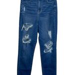 American Eagle Dark Wash Super High Rise Ripped Curvy Skinny Jeans Photo 0