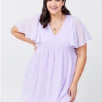 ARULA Lavender Swiss Dot Flutter Sleeve Mini Dress Purple Size 18 Photo 0