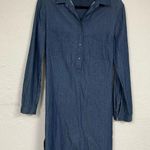 Max Studio  Chambray Long Sleeve Mini Dress Womens L Swiss Coastal Cowboy Denim Photo 0